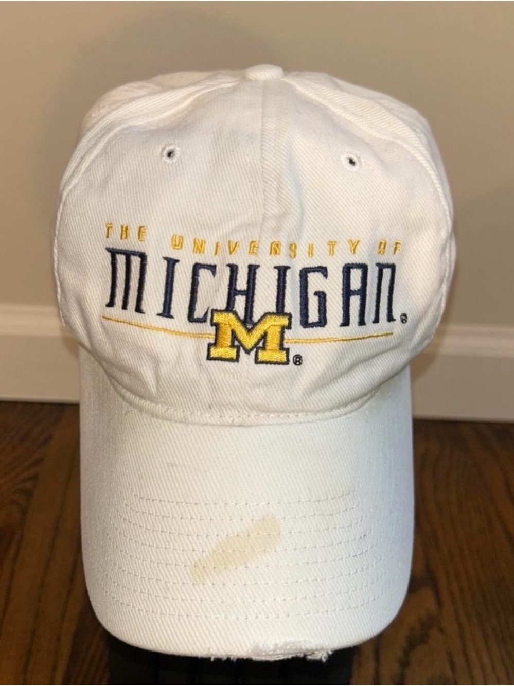 Vintage Y2K STARTER White Cap with Michigan Logo - Perfectly Distressed